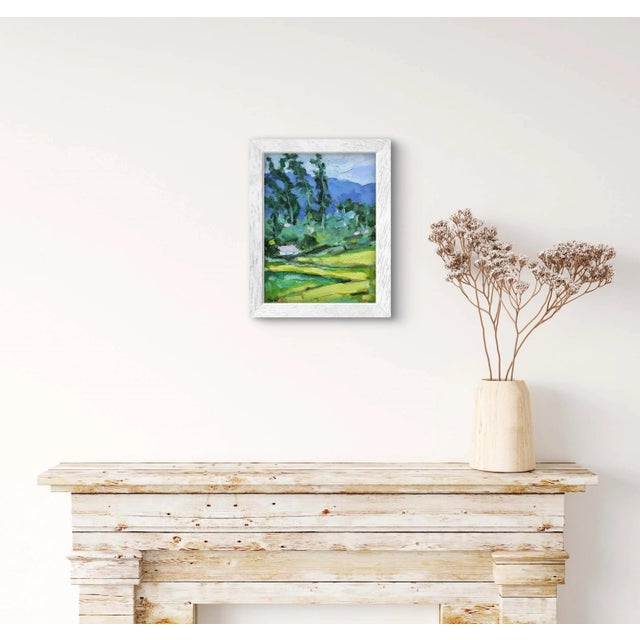 Green Contemporary Landscape Oil Painting Original Art For Sale - Image 8 of 9