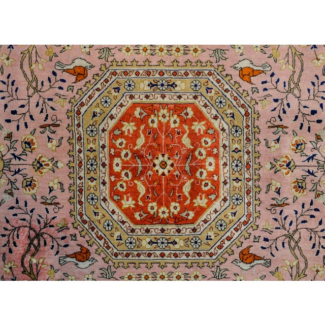 1980s Vintage Qum Silk Rug For Sale - Image 4 of 11
