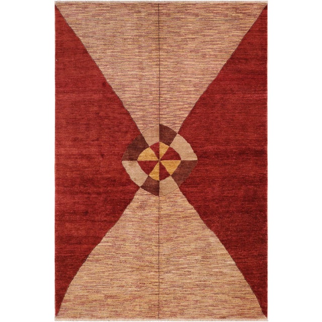 Modern Gabbeh Red/Beige Wool Rug - 6'8'' X 9'10'' For Sale - Image 10 of 10