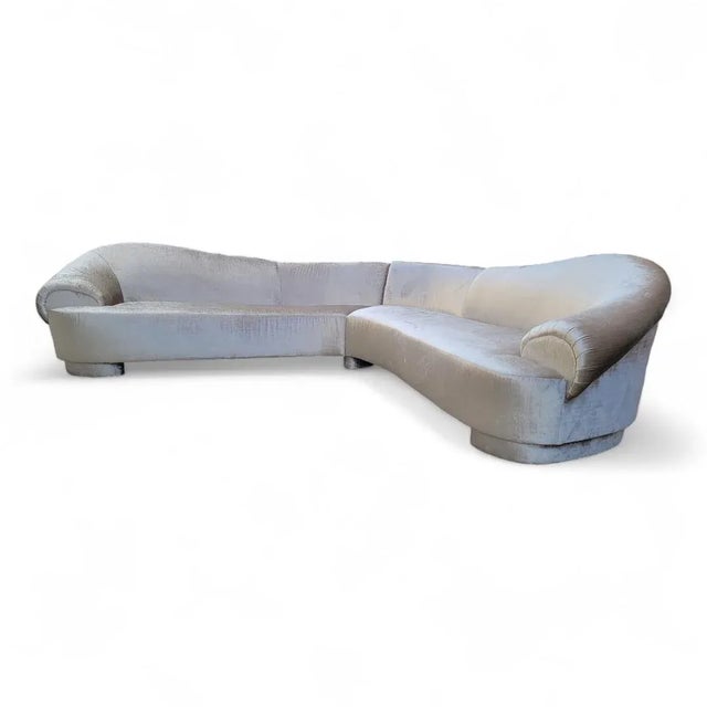 Postmodern Curved Sectional Sofa Carson's Style Newly Reupholstered For Sale In Chicago - Image 6 of 9