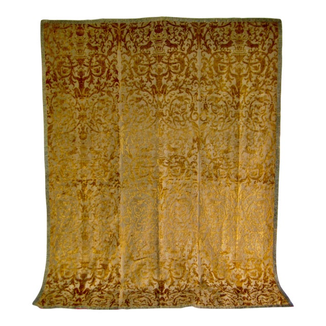 17th Century Italian Silk Cut Velvet on Silver Thread Grotesque Tapestry For Sale