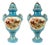 French Porcelain Lidded Urns with Hunting Scenes, Set of 2 For Sale
