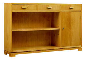 Low Mid-Century Scandinavian Open Bookcase in Elm, 1950