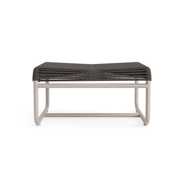 Brown Jordan Brown Jordan Walter Lamb Aluminum Ottoman, Dove frame with Coal fabric For Sale - Image 4 of 12