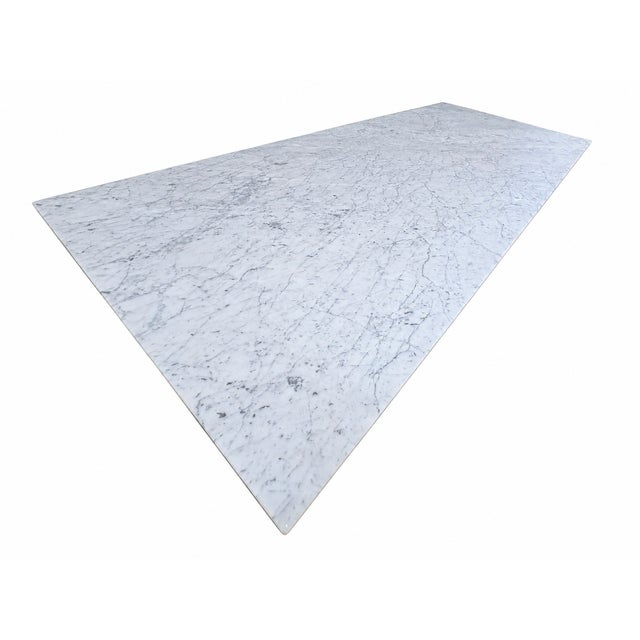 Rh Aero Stone Rectangular Dining Table – 120" | Italian Carrara Marble Top | Cast Iron Pedestal Base For Sale - Image 11 of 18