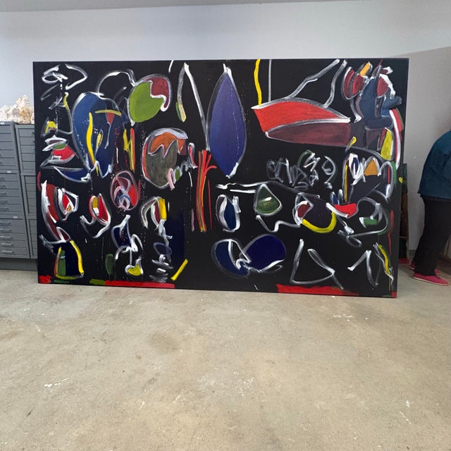 Large Impressive Abstract Painting in Acrylic by Artist Marjorie Schlossman, 6 Ft. X 10 Ft. For Sale - Image 9 of 11
