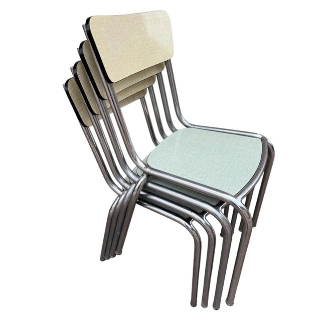 Metal Formica Chairs, France, 1950s, Set of 4 For Sale - Image 7 of 18