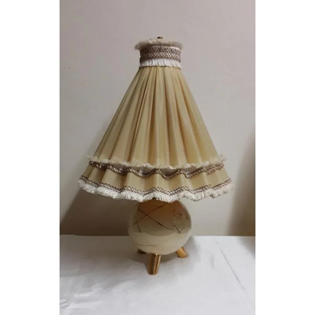 Mid-Century Table Lamp with Cream-Colored Ceramic Base, 1950s For Sale - Image 6 of 6