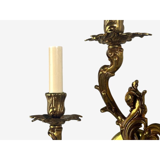 Late 20th Century Late 20th Century Louis XV Rococo, Candle Holder Sconces, Bronze, Plastic, France For Sale - Image 5 of 10
