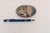 Small Mid-Century American Modern Blue and Peach Botanical Enamel on Copper Dish For Sale In New York - Image 6 of 11