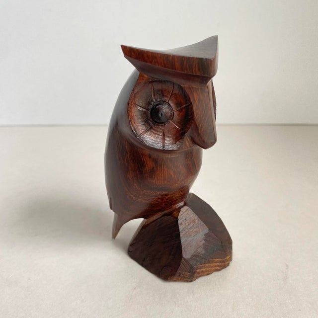 Mid Century 1960s Hand Carved Ironwood Owl Sculpture Statue Classic MCM styling, great to mix with other wood pieces. This...