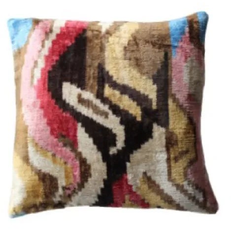 Contemporary Velvet Ikat Bohemian Throw Pillow For Sale - Image 9 of 9