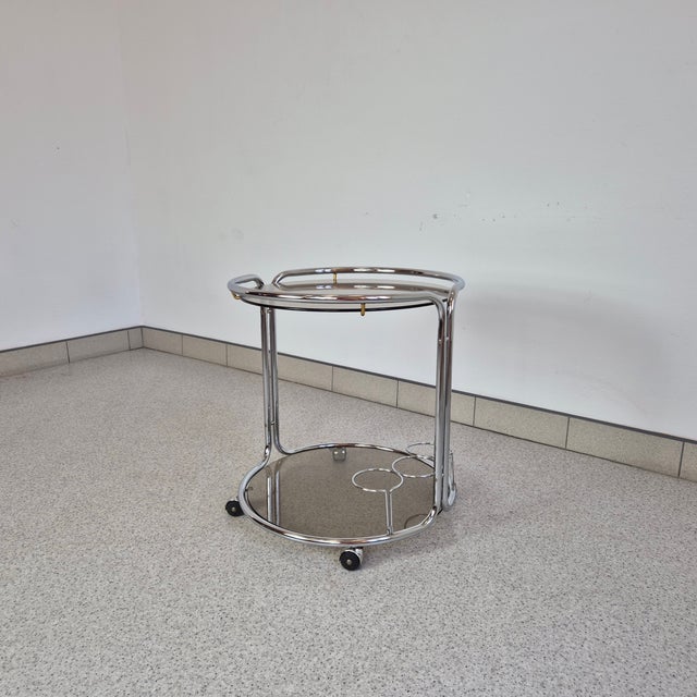 Silver Mid-Century Chrome and Glass Bar Cart, 1970s, 1960s For Sale - Image 8 of 11