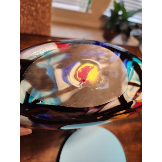 Monumental 14" Signed v. Nason Murano Art Glass Cubist Vase 9.5lb Picasso Homage For Sale - Image 9 of 9