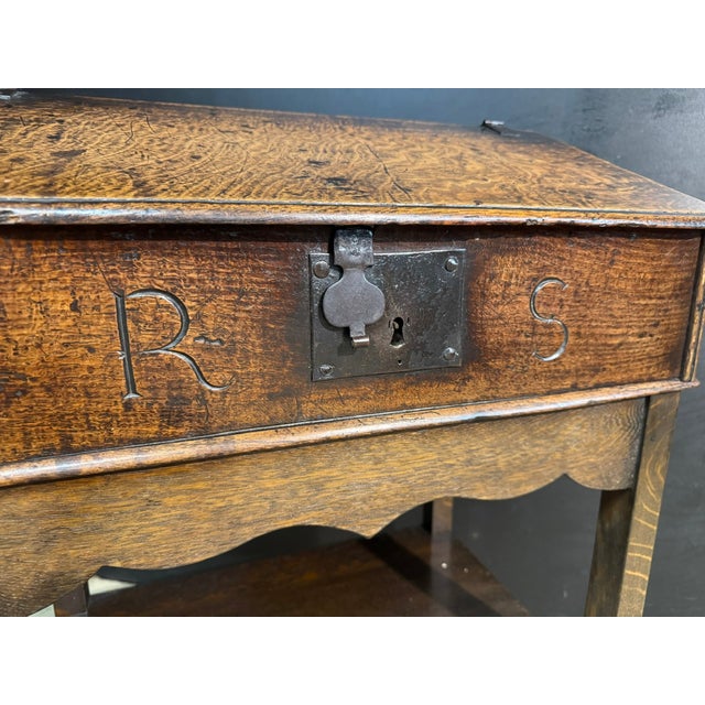 A really Beautiful little writing slope box we believe dating to the 17th Century. Its sitting on a later stand around 100...