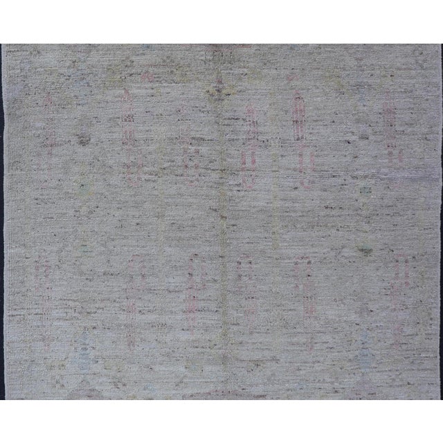 Off-white Modern Hand-Knotted Muted Tribal Rug in Wool With Sub-Geometric Design 5'1 X 6'9 For Sale - Image 8 of 12
