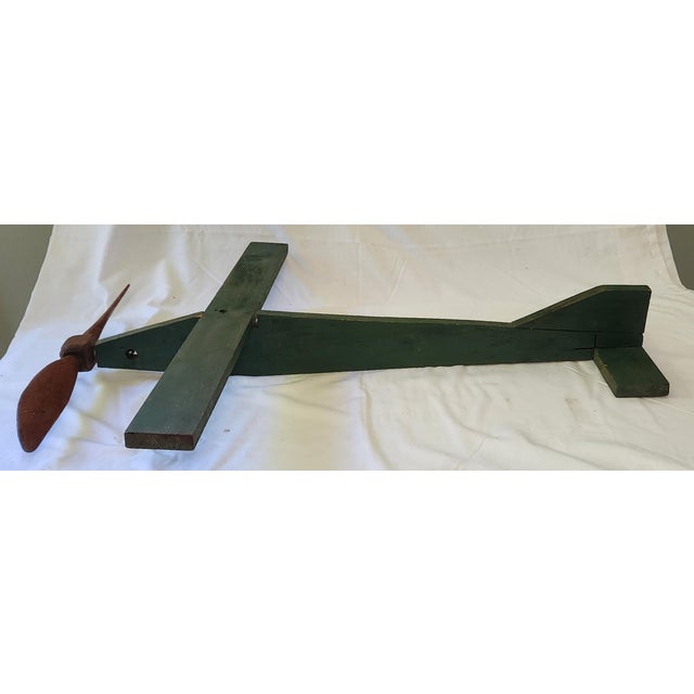 Folk Art Vintage 1940's Wooden Handmade Folk Art Aviation Airplane Weathervane For Sale - Image 3 of 11