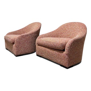 Pair of Sensational Pink Chenille Club Chairs For Sale