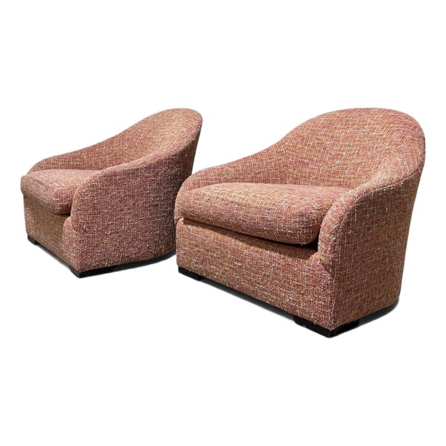 Pair of Sensational Pink Chenille Club Chairs For Sale