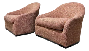 Pair of Sensational Pink Chenille Club Chairs