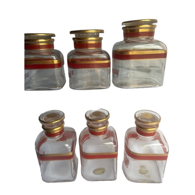 Transparent Antique Pharmacy Apothecary Jars - Set of 6 For Sale - Image 8 of 12