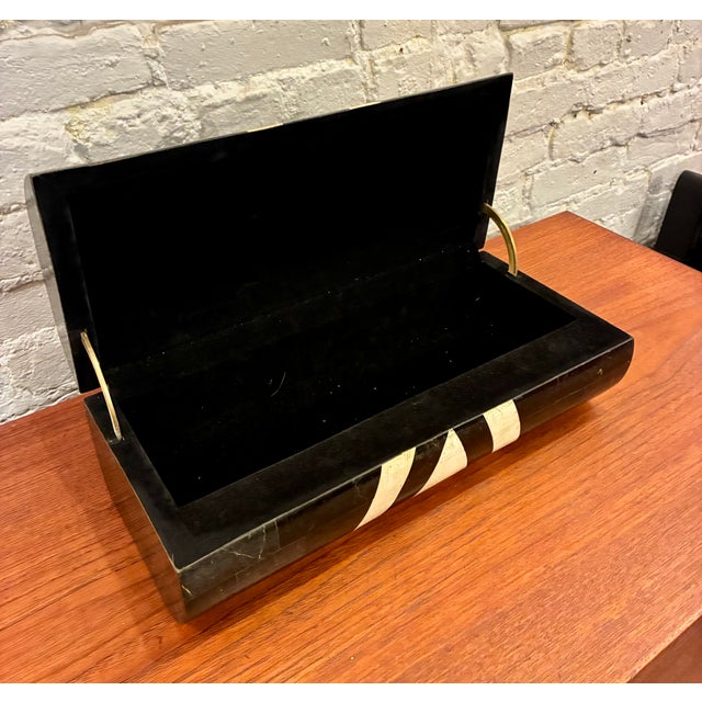 Large Tessellated Stone Dresser/Jewelry Box by Casa Bisque, Italy, 1960, with brass hinges and lined in velvet. A perfect...