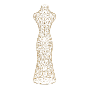 Late 20th Century Cream & Gold Gilded Scrollwork Wire Dress Form Sculpture
