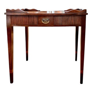 Georgian-Style Kittinger Tea Table With Scalloped Gallery and Two Pullout Trays For Sale