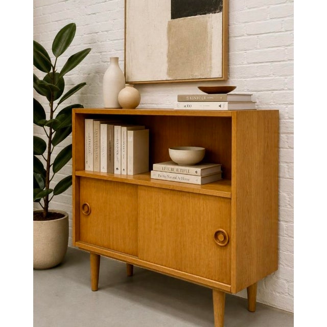 1960s Mid Century Modern Oak Bookcase | Danish MCM Storage Cabinet, C. 1960’s For Sale - Image 5 of 14