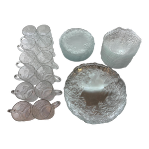 Late 20th Century 12 Place Setting of Crystal Mallory by Cristal d'Arques Bowls, Mugs, Salad Plates & Dinner Plates- 48 Pieces