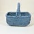 Mid-Century Modern Mid-Century Boho Chic Coastal French Blue Wicker Tabletop Basket For Sale - Image 3 of 10