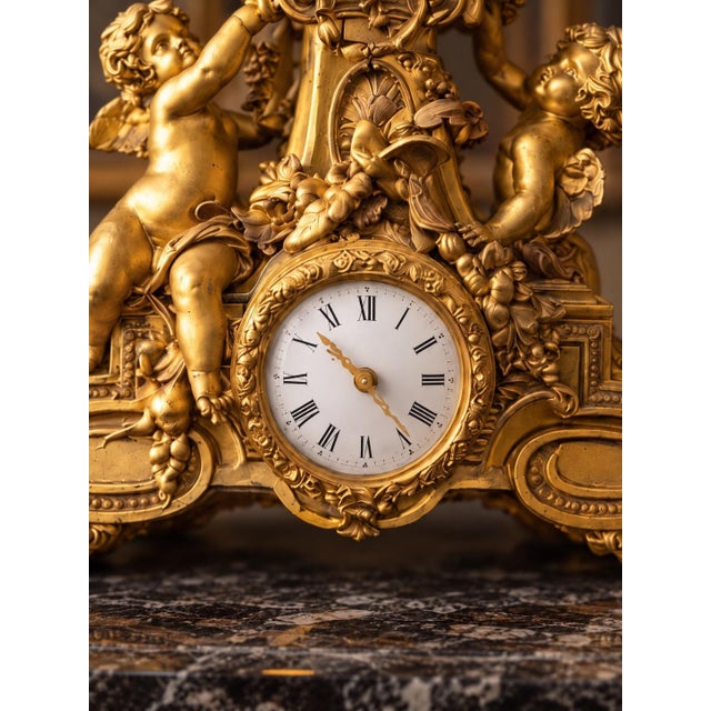 Bronze 19c French Maker Louis XVI Gold Bronze Mantel Clock For Sale - Image 8 of 16
