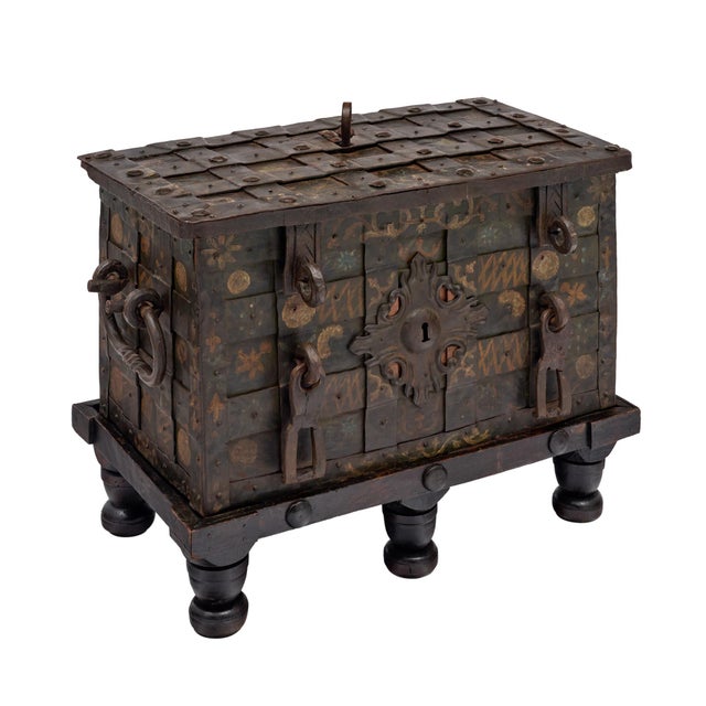 17th Century 17th Century Spanish Baroque Iron-Mounted Dowry Chest For Sale - Image 5 of 9