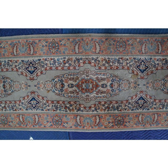 Vintage Hand Knotted Wool Geometric Curvilinear Medallion Rug Runner 3' X 10' For Sale - Image 13 of 14