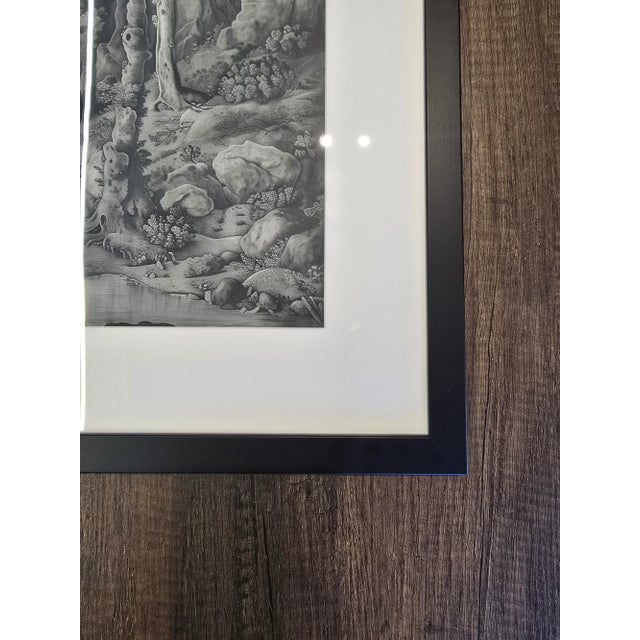 Framed Grisaille Landscape in the 16th-Century Style - Fine Art Print For Sale - Image 4 of 4