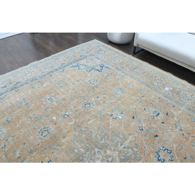 1970s Vintage Persian Handmade Wool Cotton Light Brown Area Rug For Sale In San Francisco - Image 6 of 11