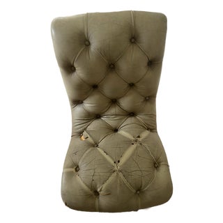 Vintage Tufted Leather Fireside Chair, French, Circa 1950s For Sale