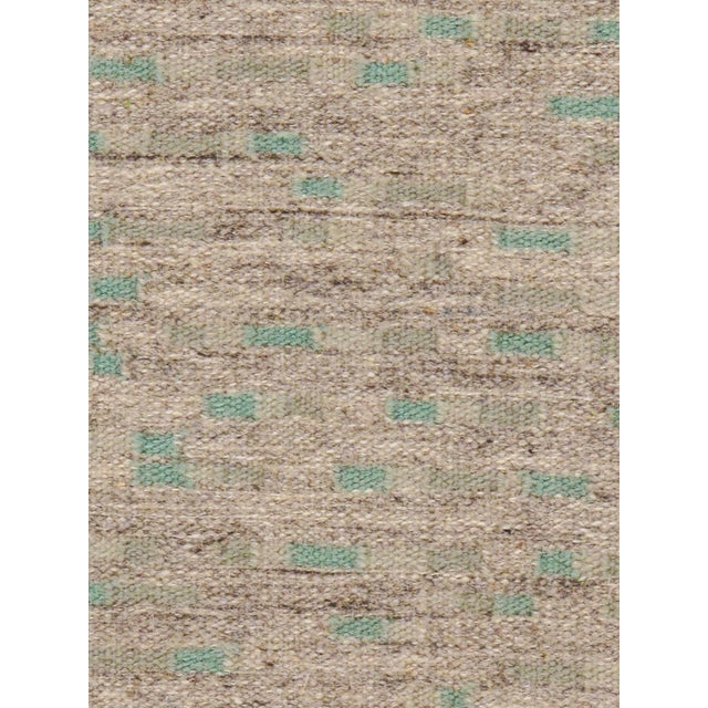 Swedish Style Kilim Deco Aqua Rug 8' X 10' For Sale - Image 4 of 9
