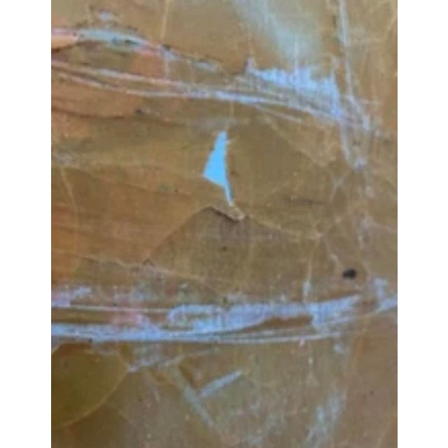 Original signed 1968 mixed-media painting attributed to Haitian modernist artist Sacha Tébo depicting a seated female nude...