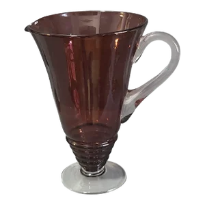 Vintage Studio Art Glass Footed Water, Mimoza, Juice Purple Glass Pitcher