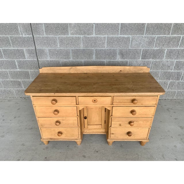 Antique Scrubbed Pine Nine Drawer Buffet For Sale - Image 4 of 11