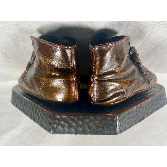 Mid 20th Century Vintage Bronzed Baby Shoe Display For Sale - Image 5 of 10