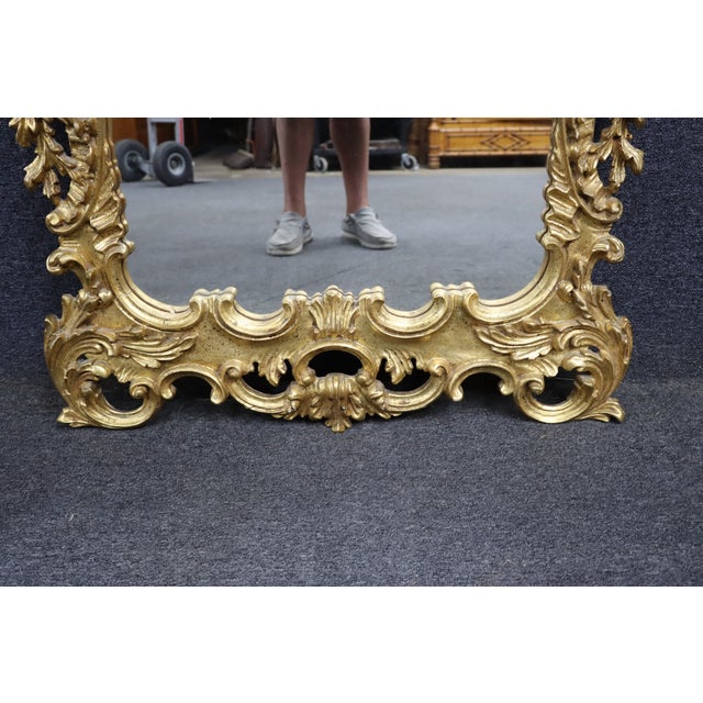 Gold Italian Rococo Revival Hand-Carved Giltwood Wall Mirror For Sale - Image 8 of 14