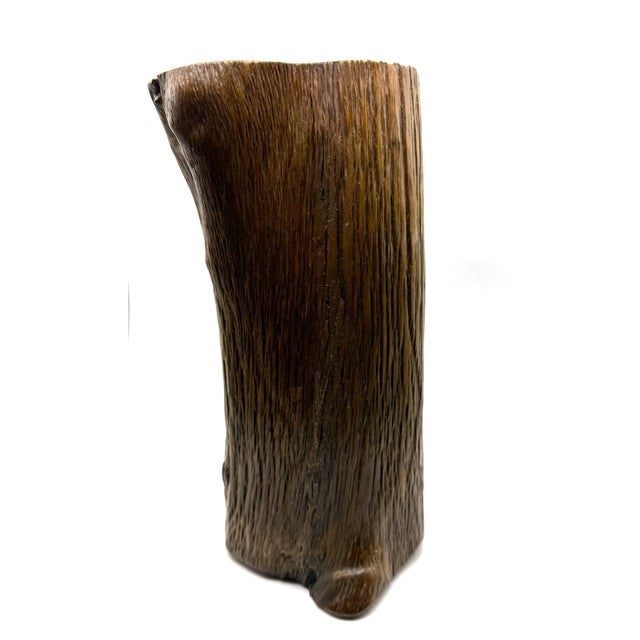 1960s Vintage Natural Burl Wood Brush Pot For Sale - Image 5 of 7