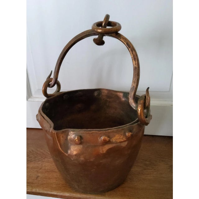 Copper Antique Italian Wrought Iron and Copper Well Bucket For Sale - Image 8 of 13