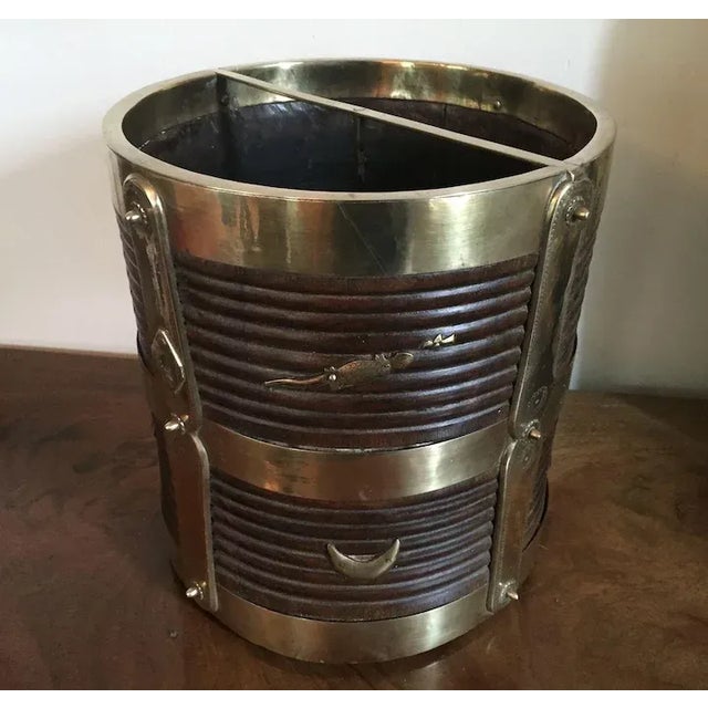 Brown Antique 19th Century Anglo Indian Brass & Carved Wood Bucket For Sale - Image 8 of 11