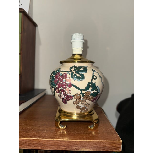 Vintage Chinoiserie Enamel Ceramic Ginger Jar Vase Table Lamp Floral For Sale - Image 4 of 9