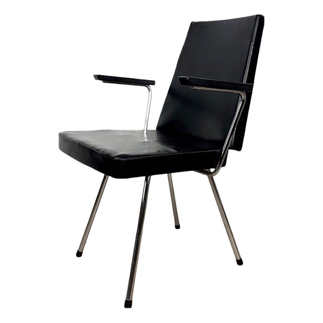 Black Vinyl Armchair by Wim Rietveld, 1950s For Sale