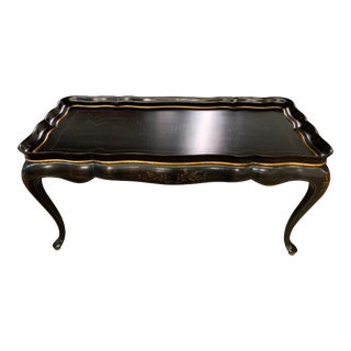 Henredon Chinoiserie Center Table in Black and Gold For Sale