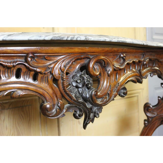 Large Louis XV Walnut Console Table, 19th Century For Sale - Image 12 of 13